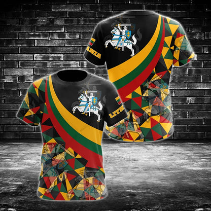 Custom Name Lithuania Emblem Graphic Unisex T-shirts