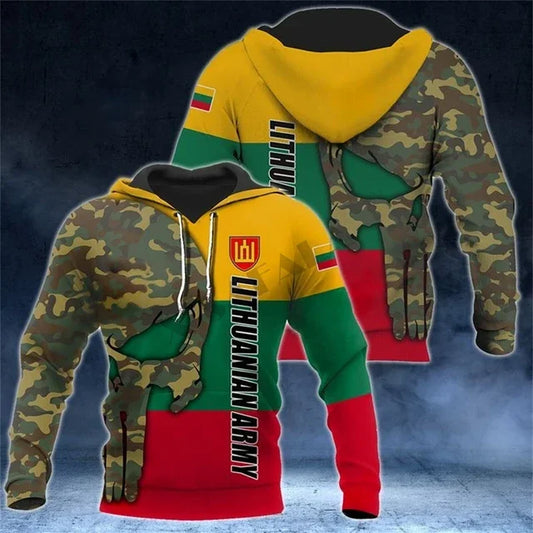 New men's hoodie Lithuanian 3D full print zipper hoodie
