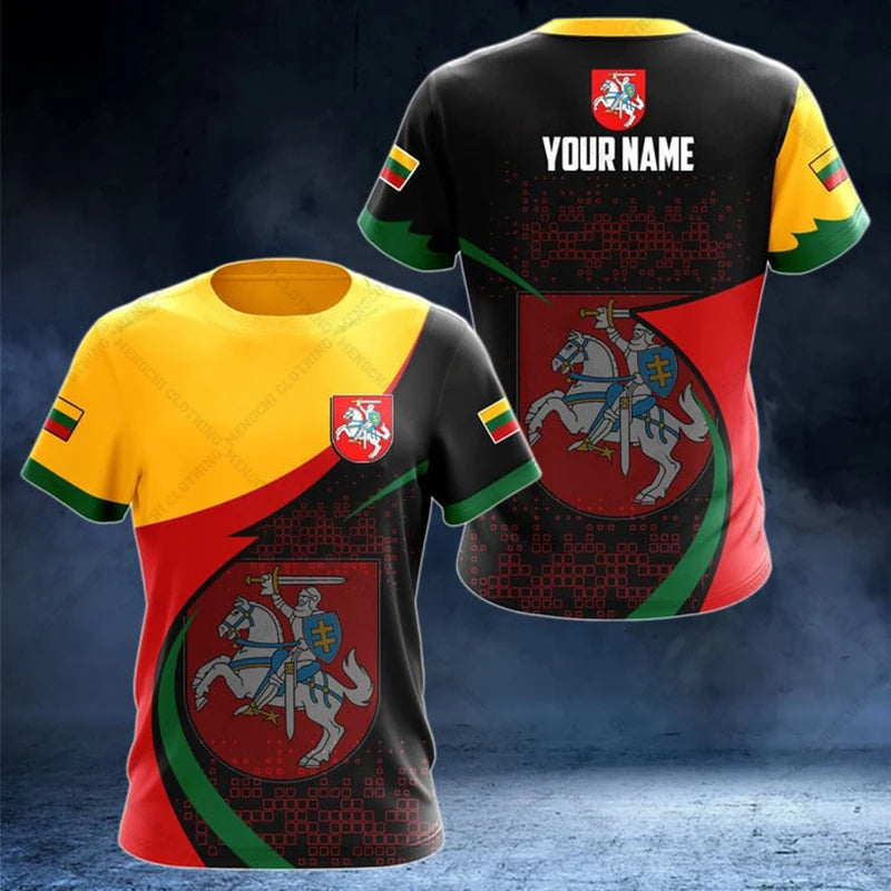 Custom Name Lithuania Symbol Unisex Boys and Girls Graphic T-shirts