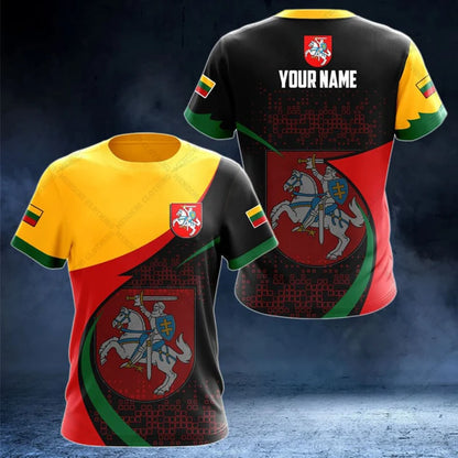 Custom Name Lithuania Symbol Unisex Boys and Girls Graphic T-shirts