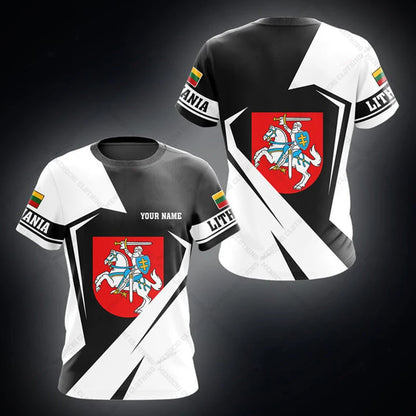 Custom Name Lithuania Emblem Graphic Unisex T-shirts