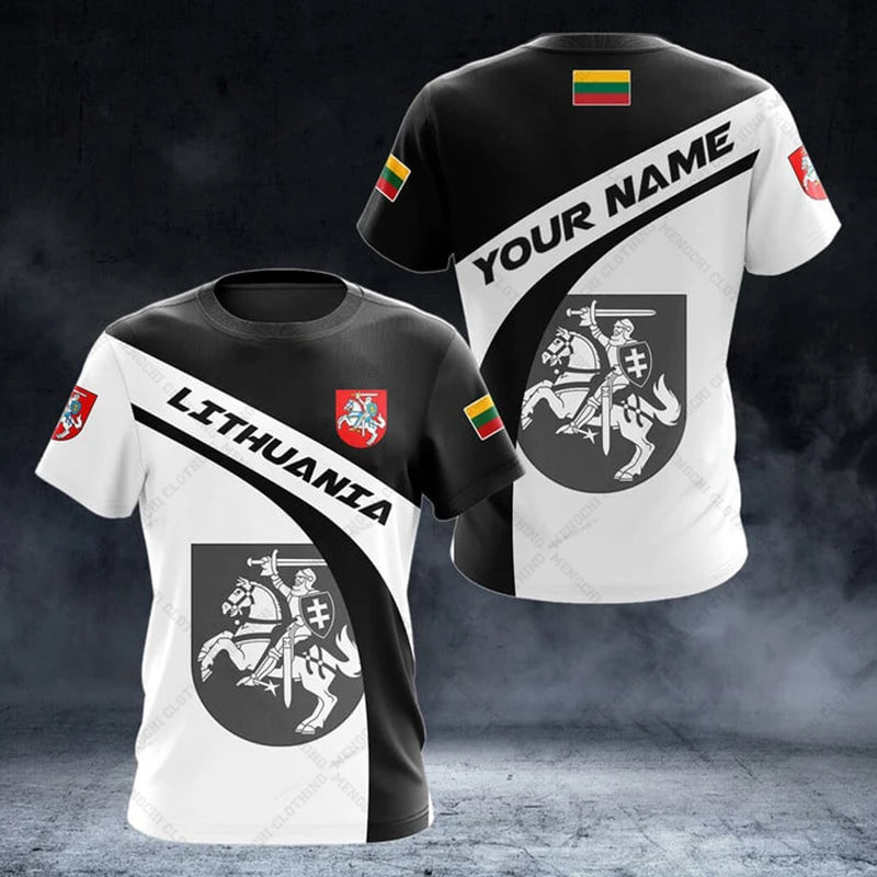 Custom Name Lithuania Emblem Stylish Graphic Unisex T-shirts