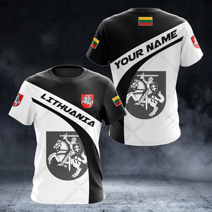 Custom Name Lithuania Emblem Stylish Graphic Unisex T-shirts