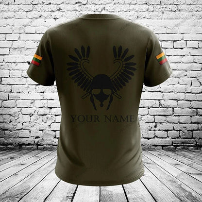 Custom Name Lithuania Symbol ArmyGreen Graphic T-shirts
