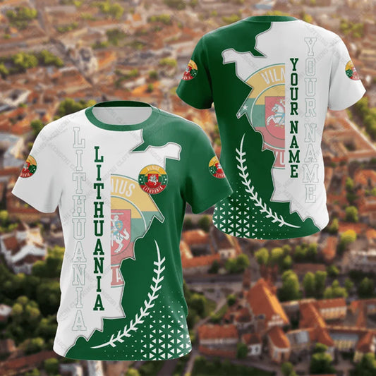Custom Name Lithuania Emblem Stylish Graphic Unisex T-shirts