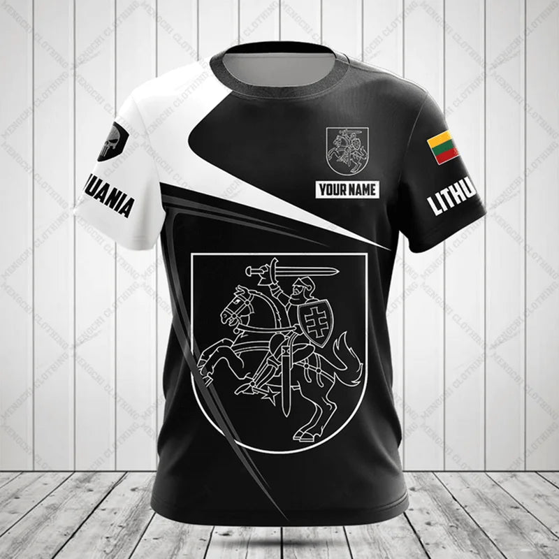 Custom Name Lithuania Emblem Graphic Unisex T-shirts