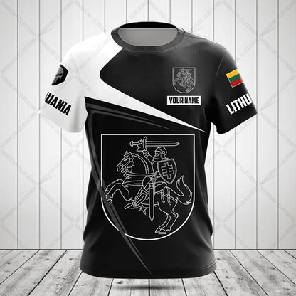 Custom Name Lithuania Emblem Graphic Unisex T-shirts