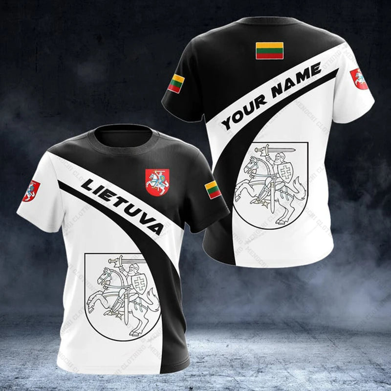 Custom Name Lithuania Emblem Graphic Unisex T-shirts