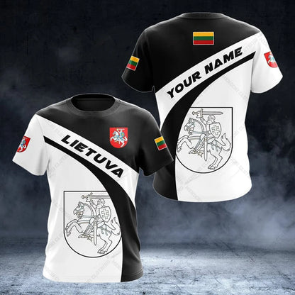 Custom Name Lithuania Emblem Graphic Unisex T-shirts