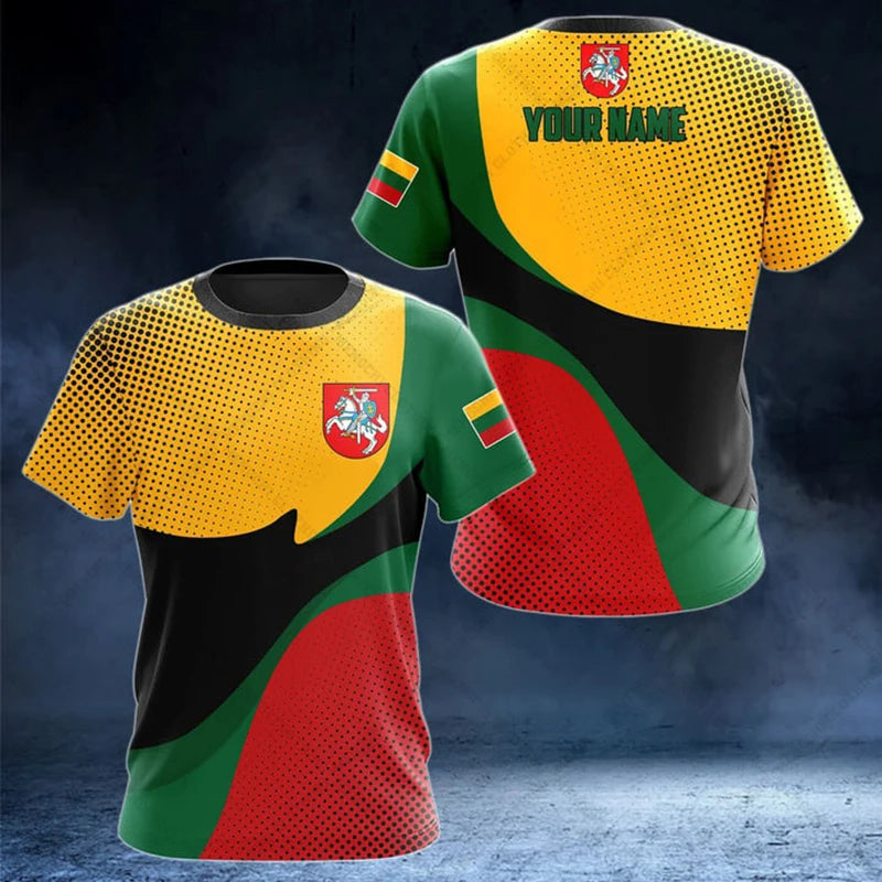 Custom Name Lithuania Symbol Unisex Boys and Girls Graphic T-shirts