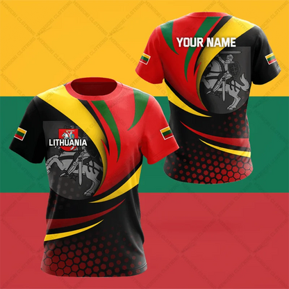 Custom Name Lithuania Emblem Graphic Unisex T-shirts