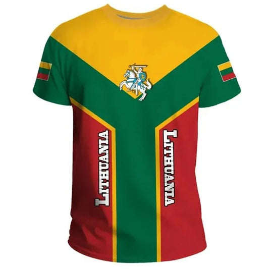 Fashion Lithuania Flag T-shirt 3D Printed National Emblem 2025