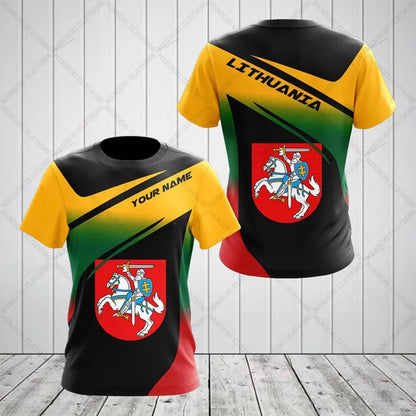 Custom Name Lithuania Emblem Stylish Graphic Unisex T-shirts