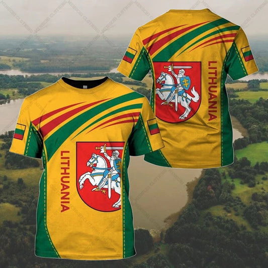 Custom Name Lithuania Emblem Graphic Unisex T-shirts